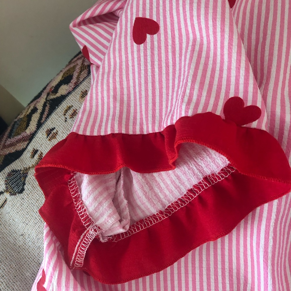 SHEIN Pink Striped Pajama Pants with Red Heart Print - Picture 5 of 5